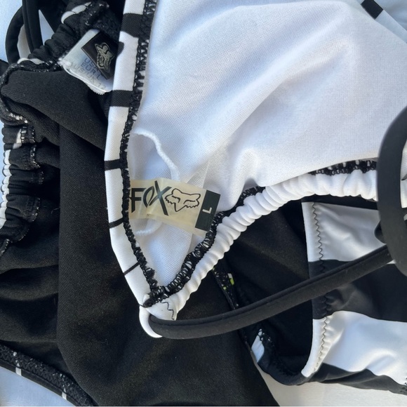 Fox Y2K Monochrome Striped Bikini with Logo - Picture 11 of 12